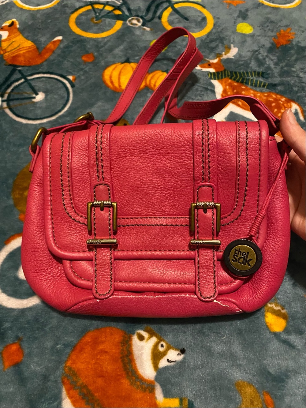 Hot Pink Y2K Mcbling The Sak Pebbled Leather Crossbody Purse Magnetic Closure